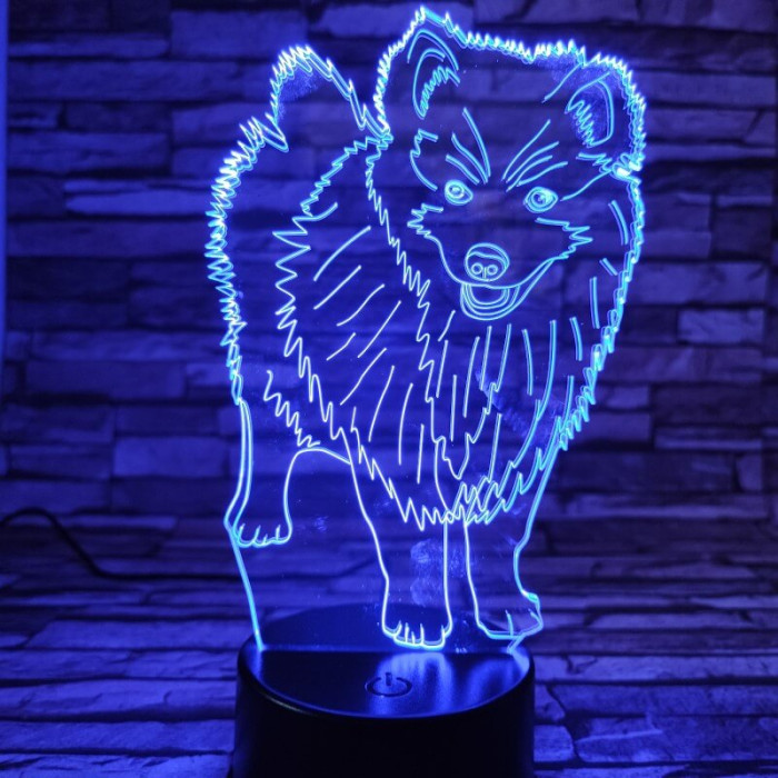 Szamojéd kutya 7 színű 3D led lámpa