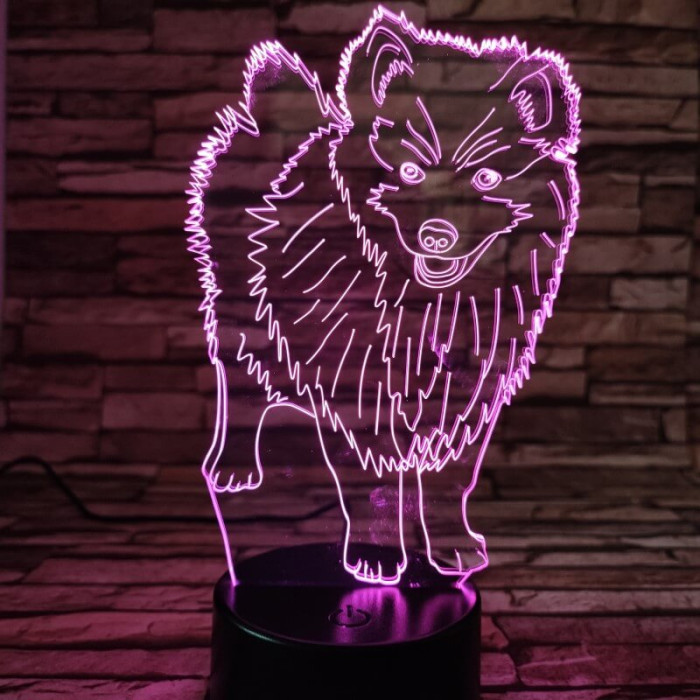 Szamojéd kutya 7 színű 3D led lámpa