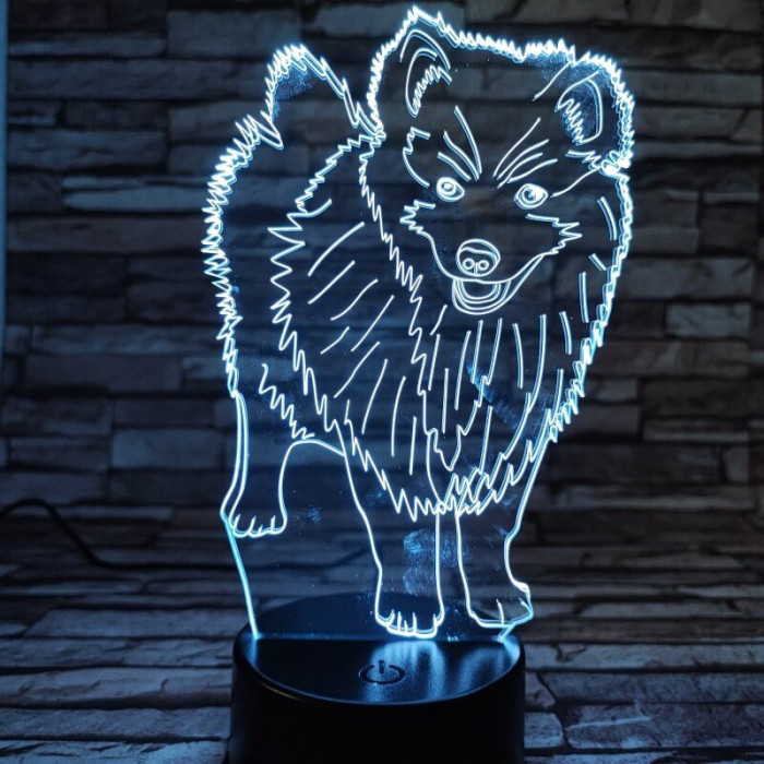 Szamojéd kutya 7 színű 3D led lámpa