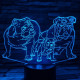Buldog Család 7 színű 3D led lámpa
