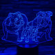 Buldog Család 7 színű 3D led lámpa