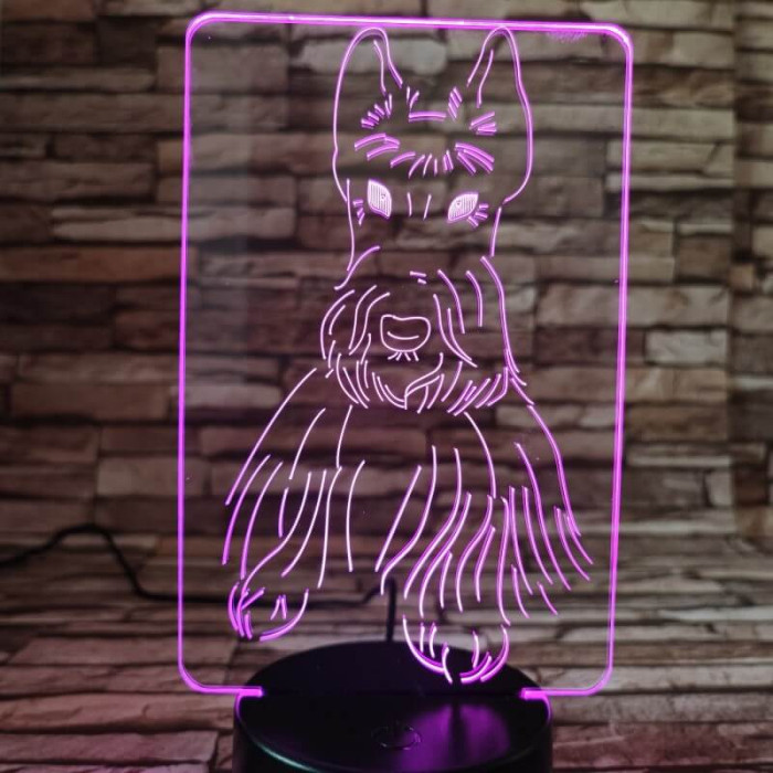 Schnauzer kutyus 3D led lámpa
