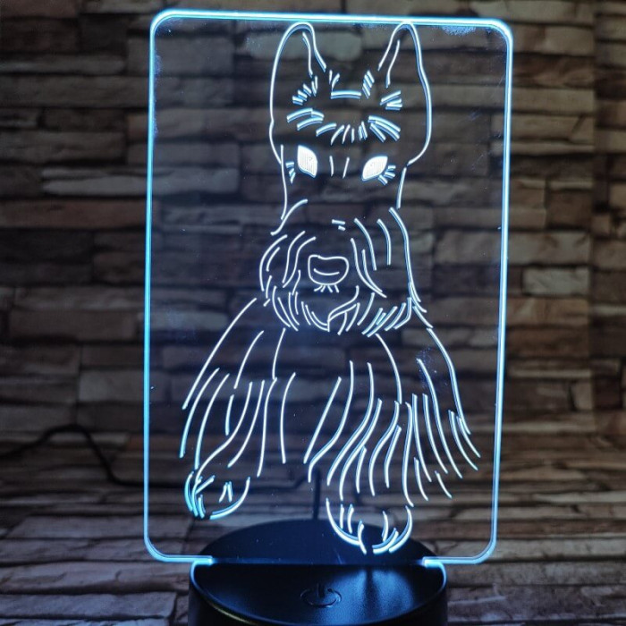 Schnauzer kutyus 3D led lámpa