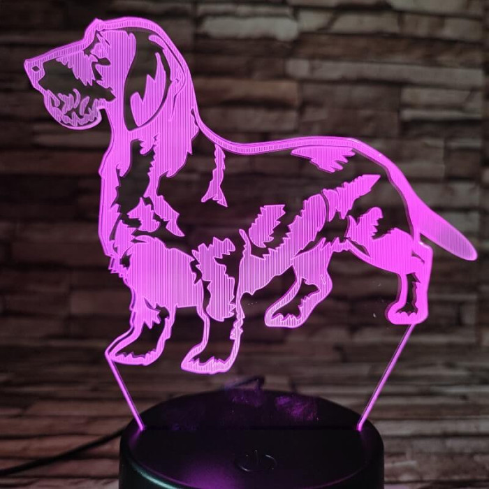 Tacskó drótszőrű 7 színű 3D led lámpa