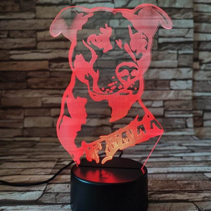 Amerikai bulldog 7 színű 3D led lámpa