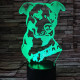 Amerikai bulldog 7 színű 3D led lámpa