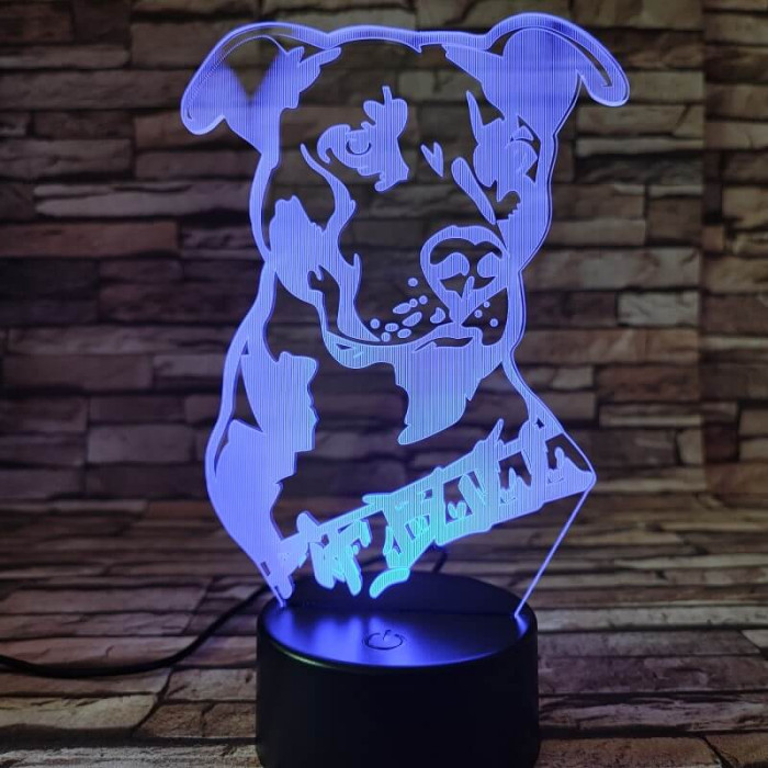 Amerikai bulldog 7 színű 3D led lámpa