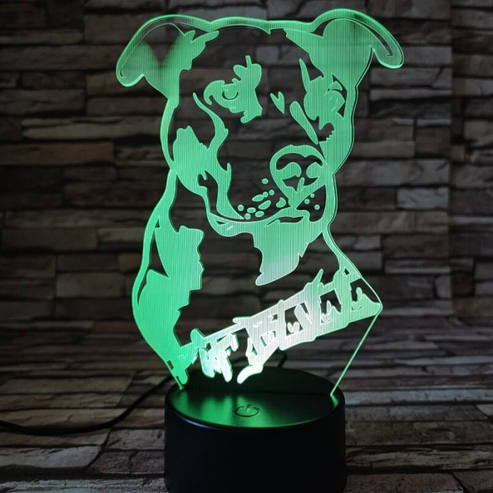 Amerikai bulldog 7 színű 3D led lámpa