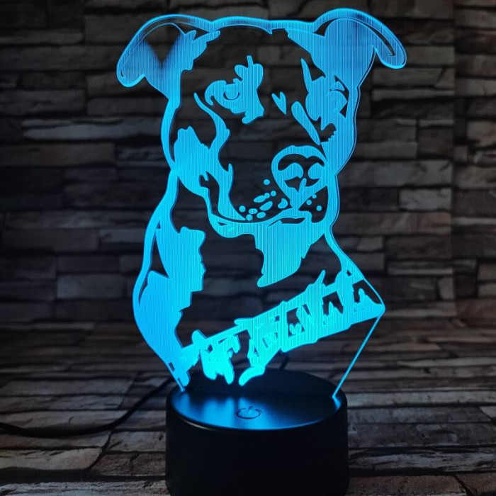 Amerikai bulldog 7 színű 3D led lámpa