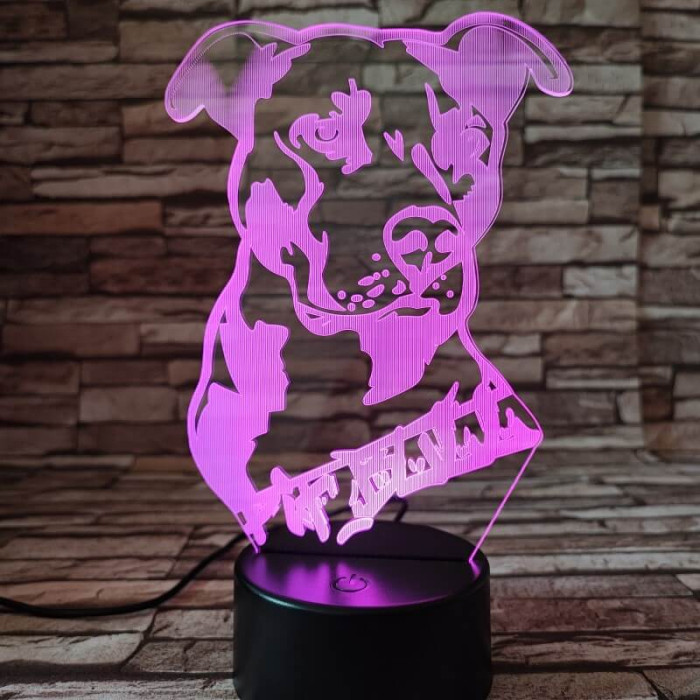 Amerikai bulldog 7 színű 3D led lámpa