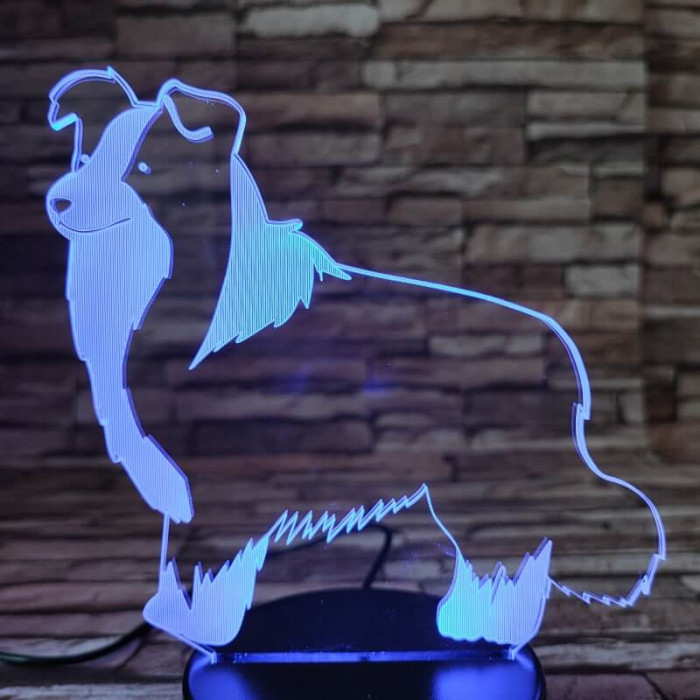 Border Collie 7 színű 3D led lámpa