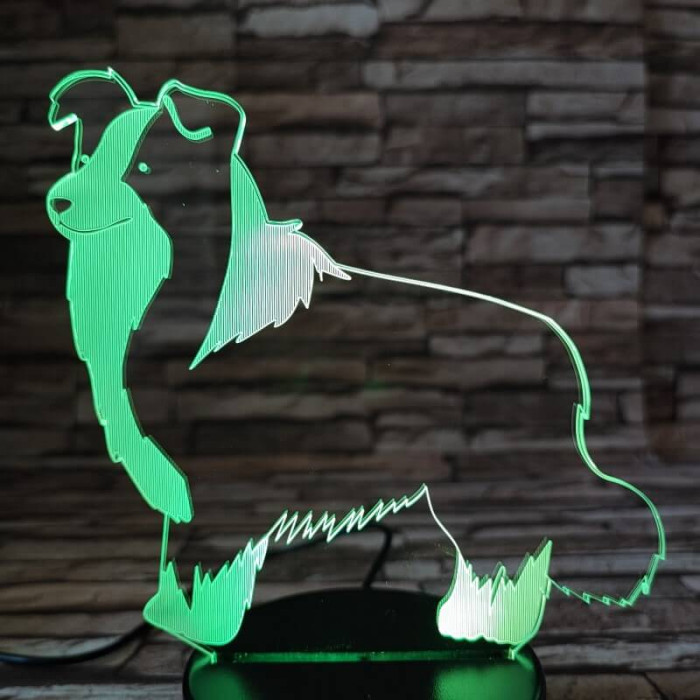 Border Collie 7 színű 3D led lámpa