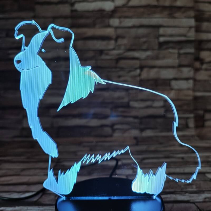 Border Collie 7 színű 3D led lámpa