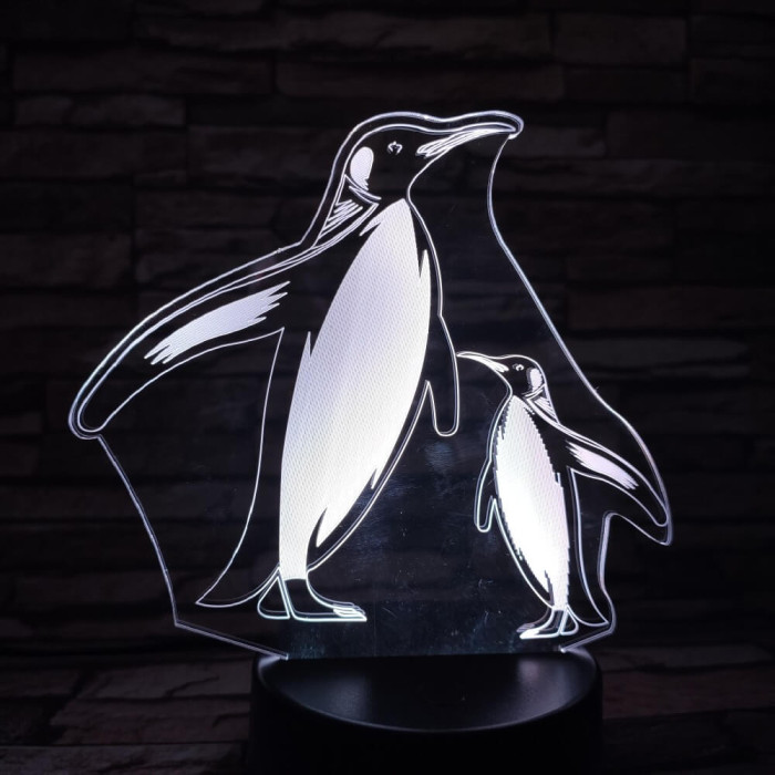 Pingvinek  7 színű 3D led lámpa