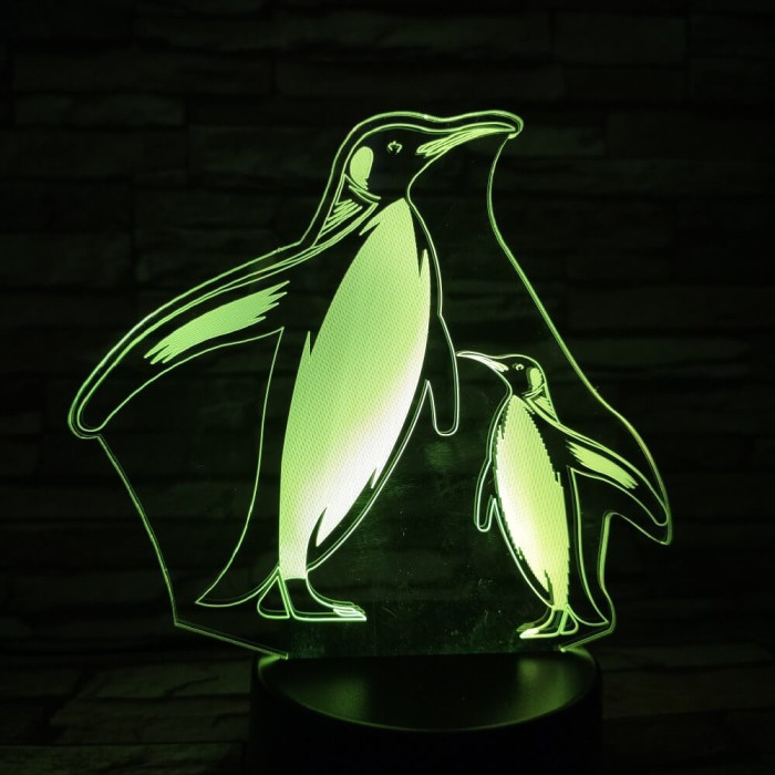 Pingvinek  7 színű 3D led lámpa