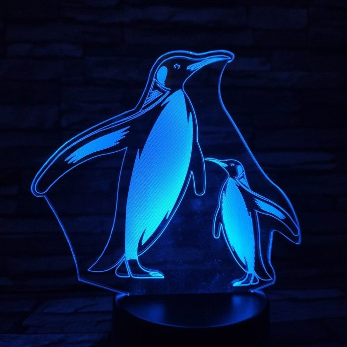 Pingvinek  7 színű 3D led lámpa