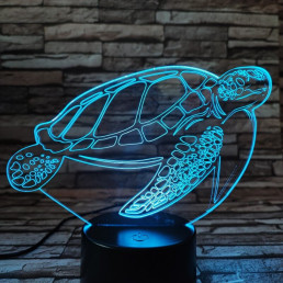 Teknős úszkál 7 színű 3D led lámpa