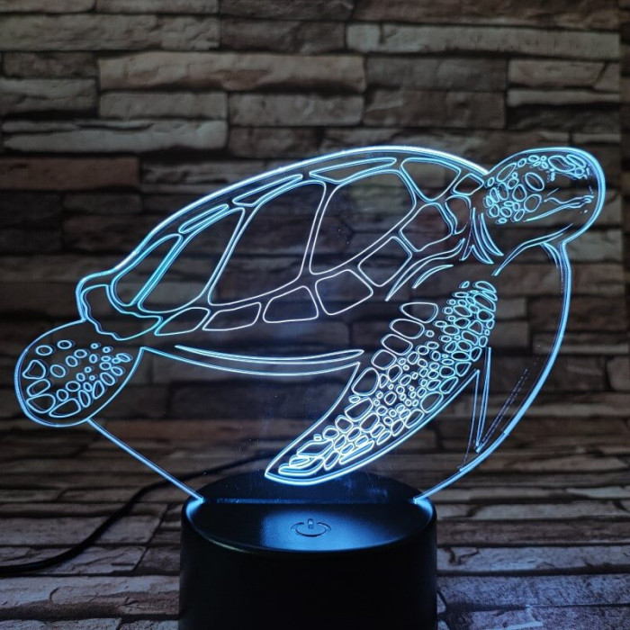 Teknős úszkál 7 színű 3D led lámpa