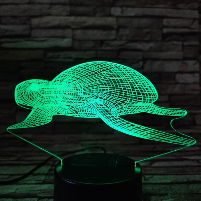 Teknős lebeg 7 színű 3D led lámpa