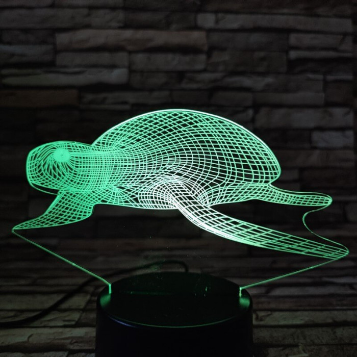 Teknős lebeg 7 színű 3D led lámpa