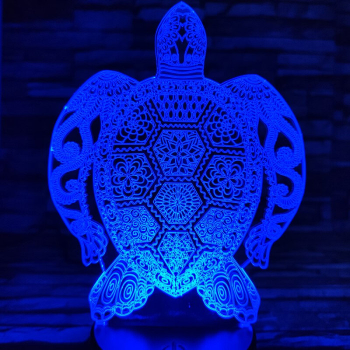 Teknős mandala 7 színű 3D led lámpa