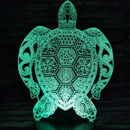 Teknős mandala 7 színű 3D led lámpa