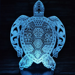 Teknős mandala 7 színű 3D led lámpa