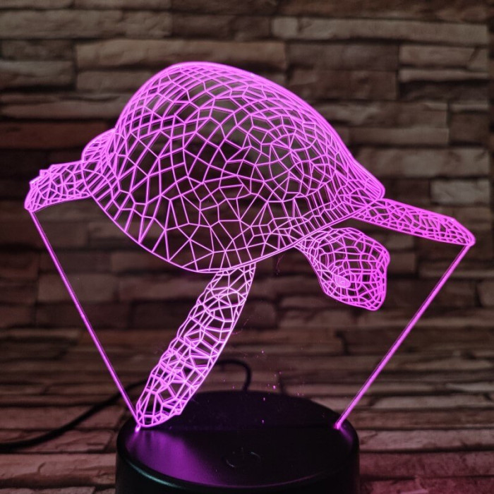 Teknős úszik a tengerben 7 színű 3D led lámpa