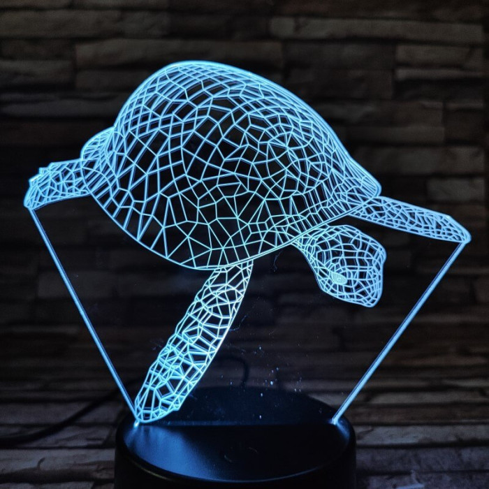 Teknős úszik a tengerben 7 színű 3D led lámpa