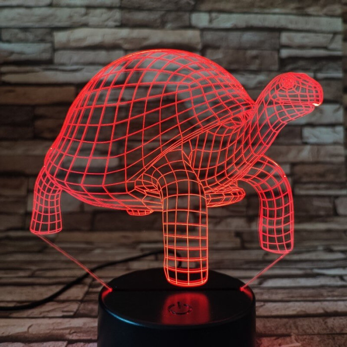 Teknős sétál 7 színű 3D led lámpa