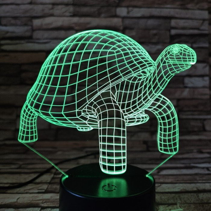 Teknős sétál 7 színű 3D led lámpa