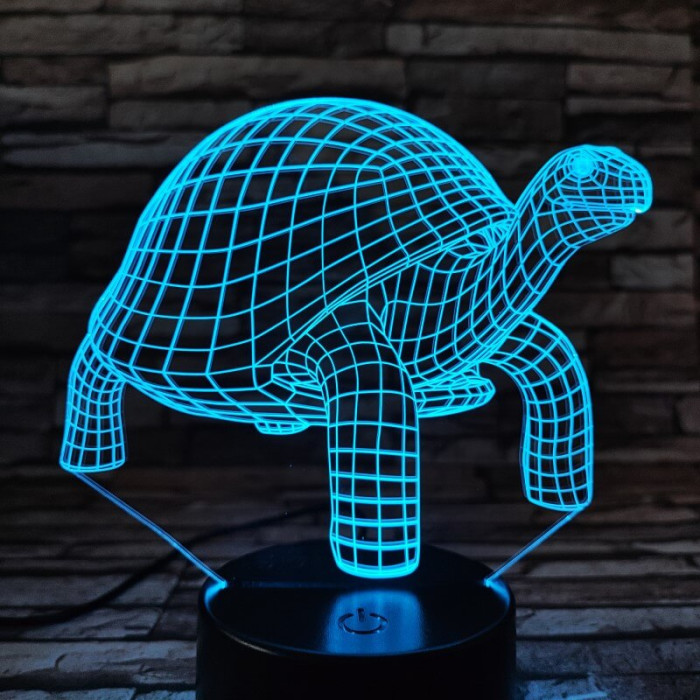 Teknős sétál 7 színű 3D led lámpa