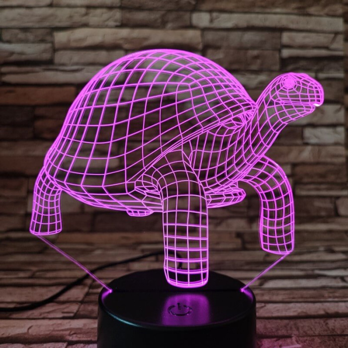 Teknős sétál 7 színű 3D led lámpa