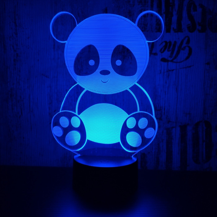 Panda 7 színű 3D led lámpa