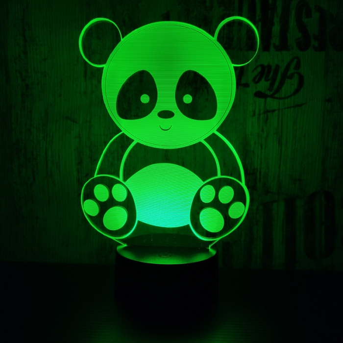 Panda 7 színű 3D led lámpa