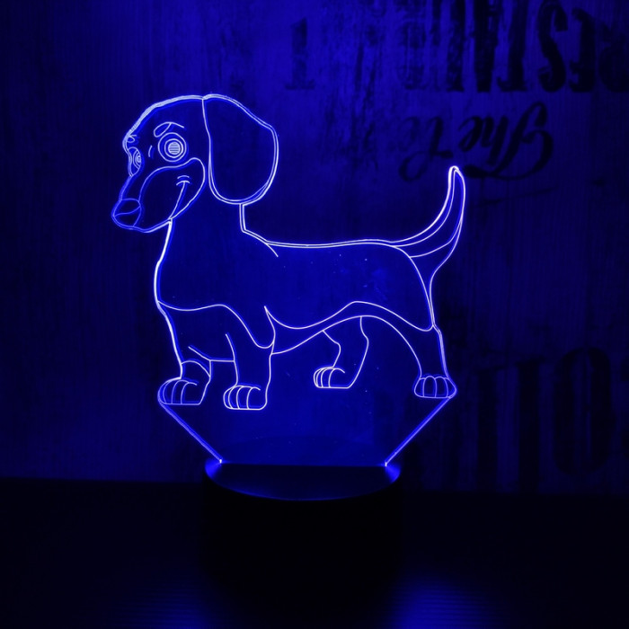 Tacskó kutya 7 színű 3D led lámpa