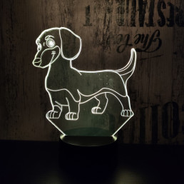 Tacskó kutya 7 színű 3D led lámpa