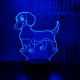 Tacskó kutya 7 színű 3D led lámpa