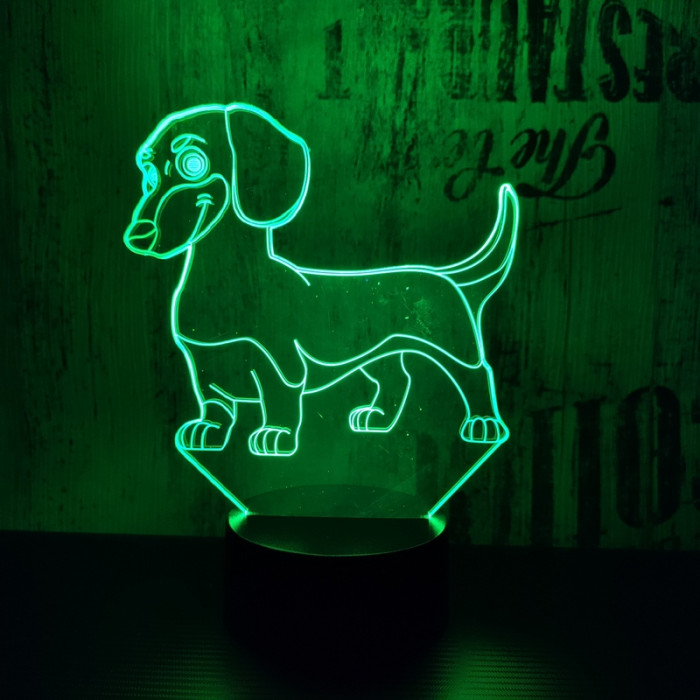 Tacskó kutya 7 színű 3D led lámpa