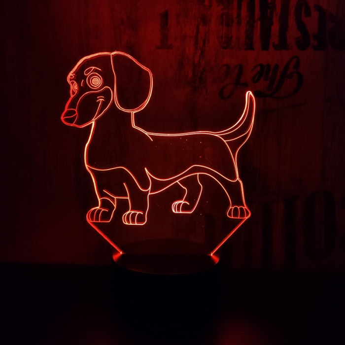 Tacskó kutya 7 színű 3D led lámpa