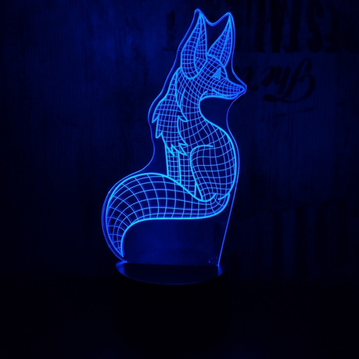 Róka 7 színű 3D led lámpa
