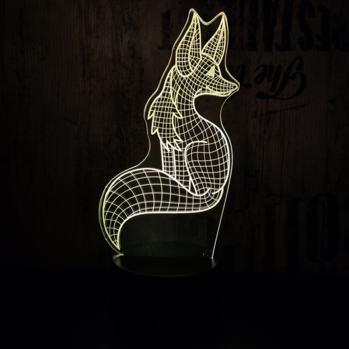 Róka 7 színű 3D led lámpa