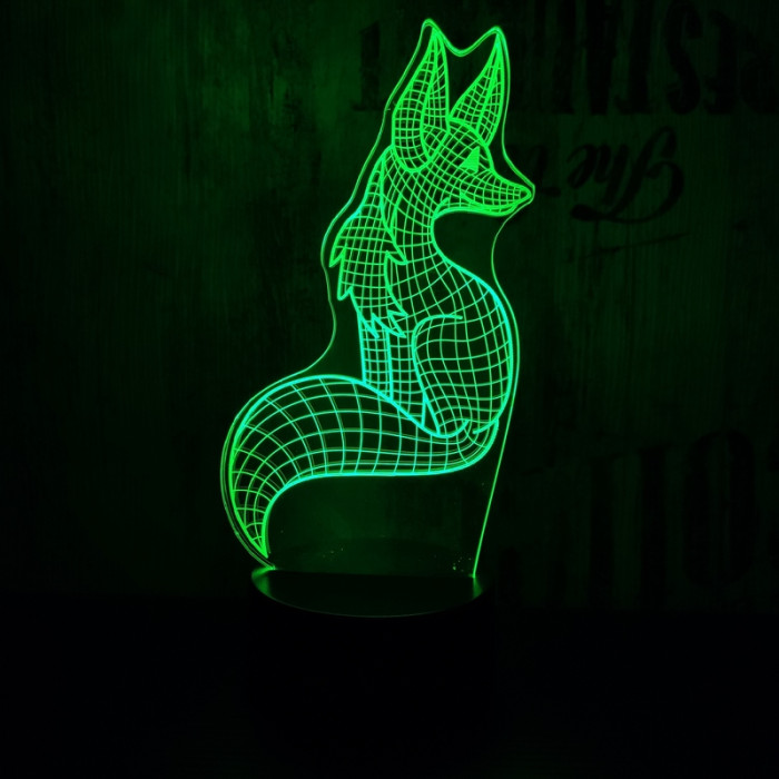 Róka 7 színű 3D led lámpa