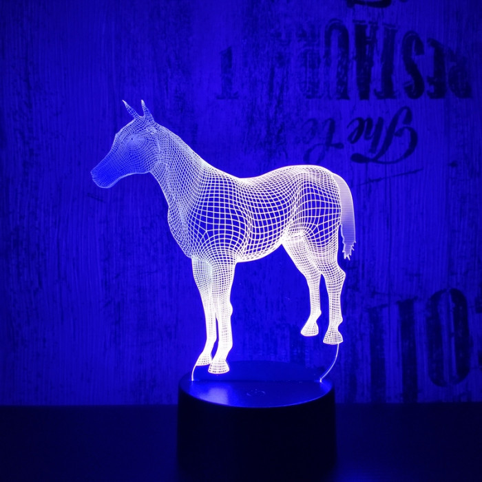 Ló 2 7 színű 3D led lámpa