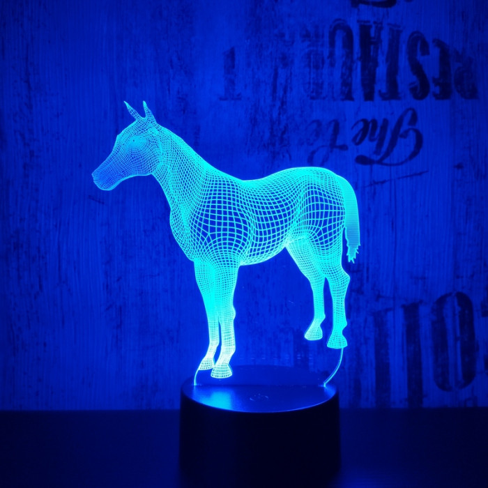 Ló 2 7 színű 3D led lámpa