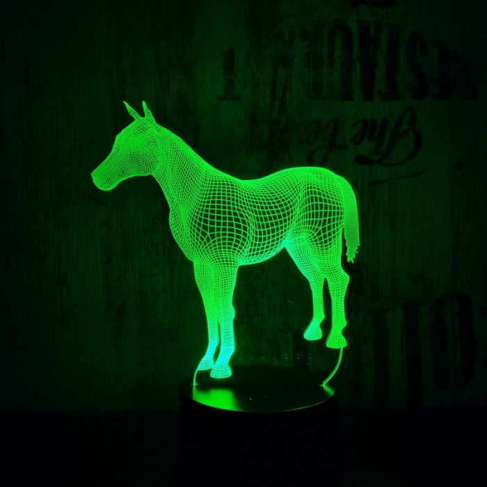 Ló 2 7 színű 3D led lámpa