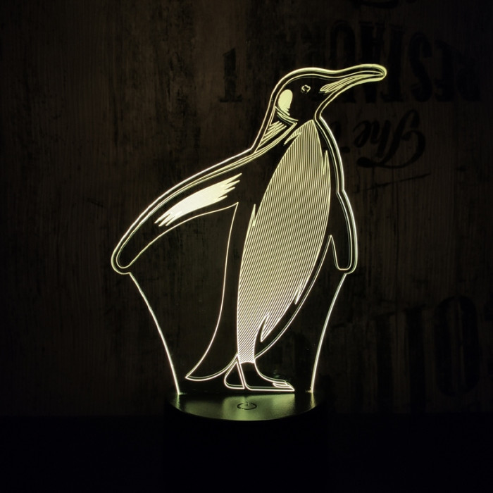Pingvin  7 színű 3D led lámpa