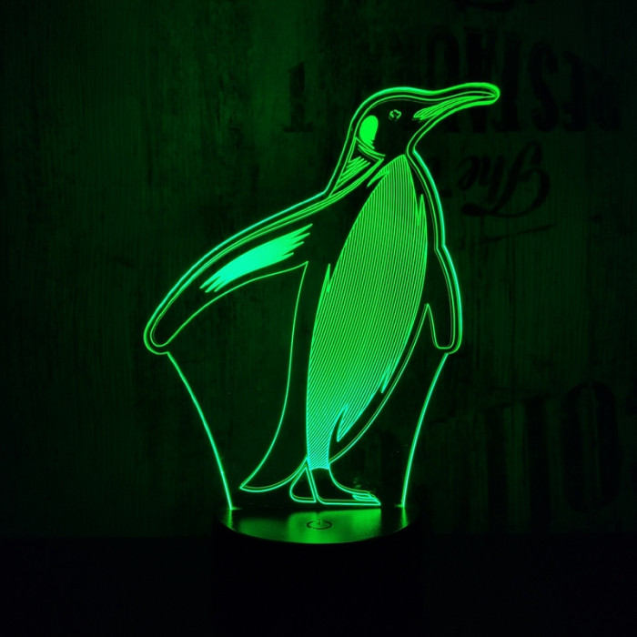 Pingvin  7 színű 3D led lámpa