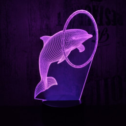 Karikán átugró delfin 7 színű 3D led lámpa