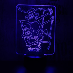 Majmok 7 színű 3D led lámpa
